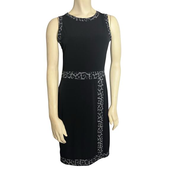 MICHAEL Michael Kors Leopard Border Faux-Wrap Dress Black Womens S Formal Classy - Picture 1 of 8